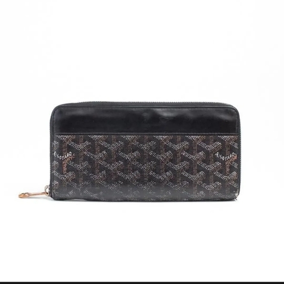 GOYARD Long Wallet Zip Around Black White Brown Coated Canvas Unisex - Picture 2 of 10